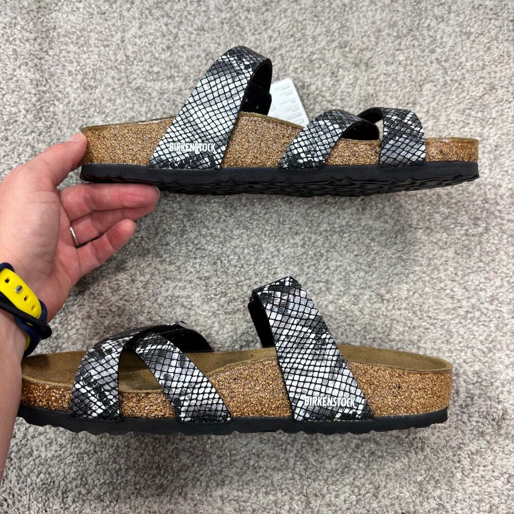 NWT! Birkenstock Women's Franca Sandals Black python-print size 39 - Picture 9 of 11